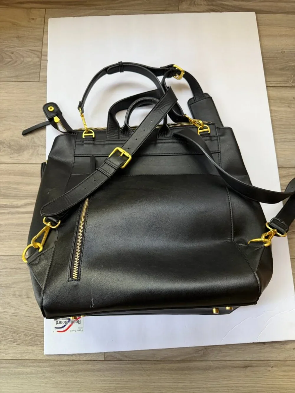 Fawn Design Square Black Faux Leather Diaper Bag